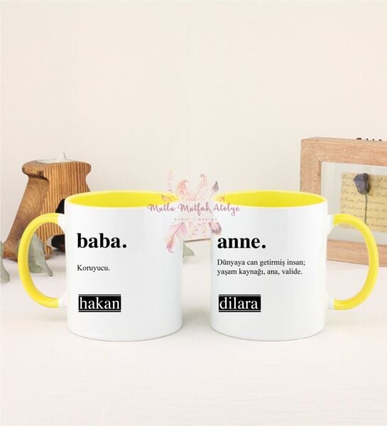 Kişiye Özel Babalar Günü İkili Sarı Kupa Bardak