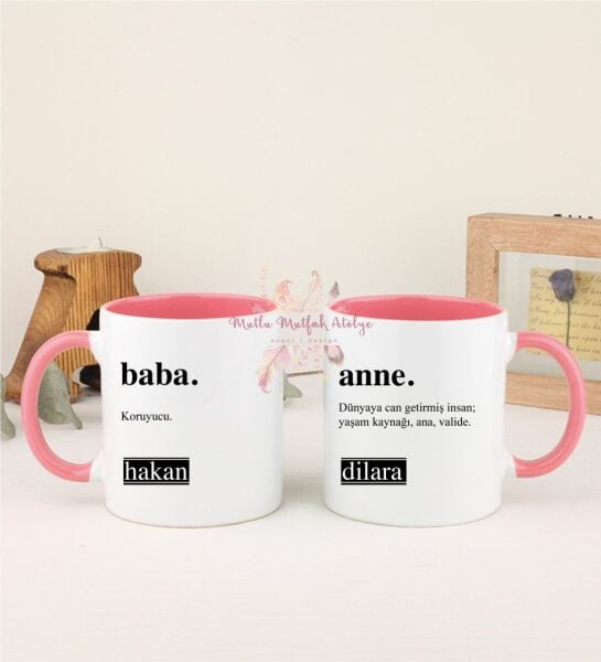 Kişiye Özel Babalar Günü İkili Pembe Kupa Bardak