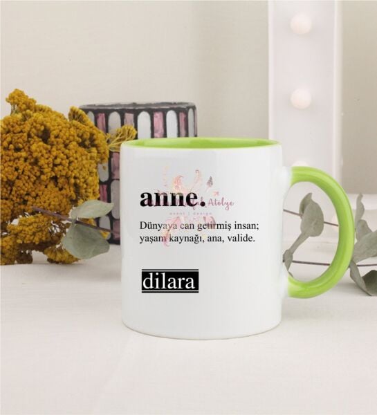 Kişiye Özel Anneler Günü Yeşil Kupa Bardak