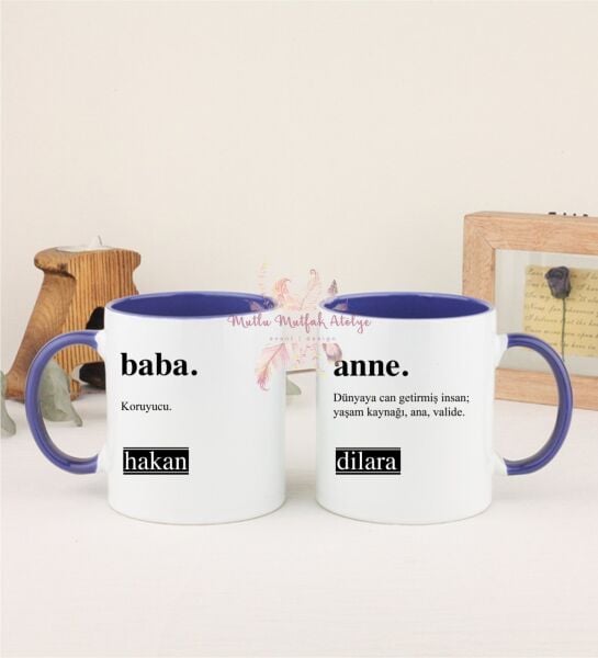Kişiye Özel Babalar Günü İkili Lacivert Kupa Bardak
