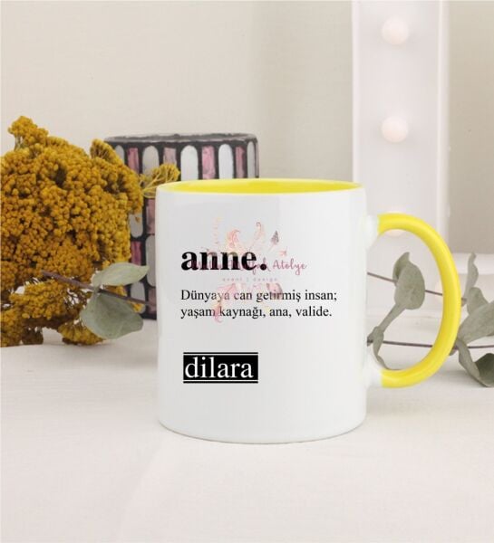 Kişiye Özel Anneler Günü Sarı Kupa Bardak