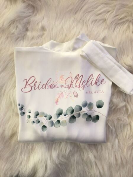 İsimli Baskılı Sabahlık Çiçekli Düz Kesim