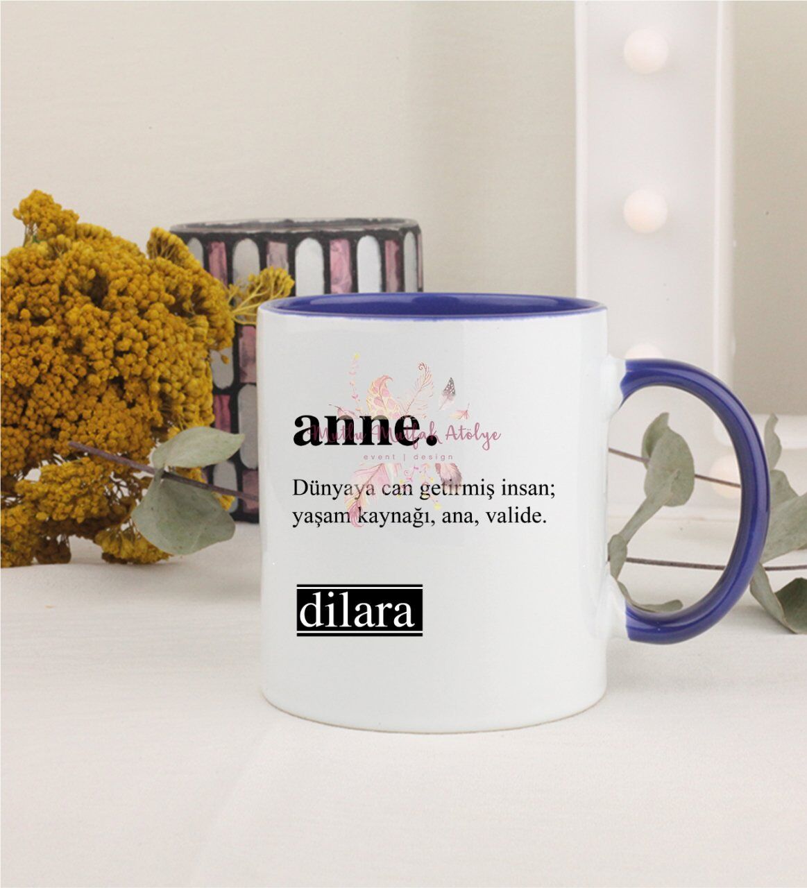 Kişiye Özel Anneler Günü Lacivert Kupa Bardak