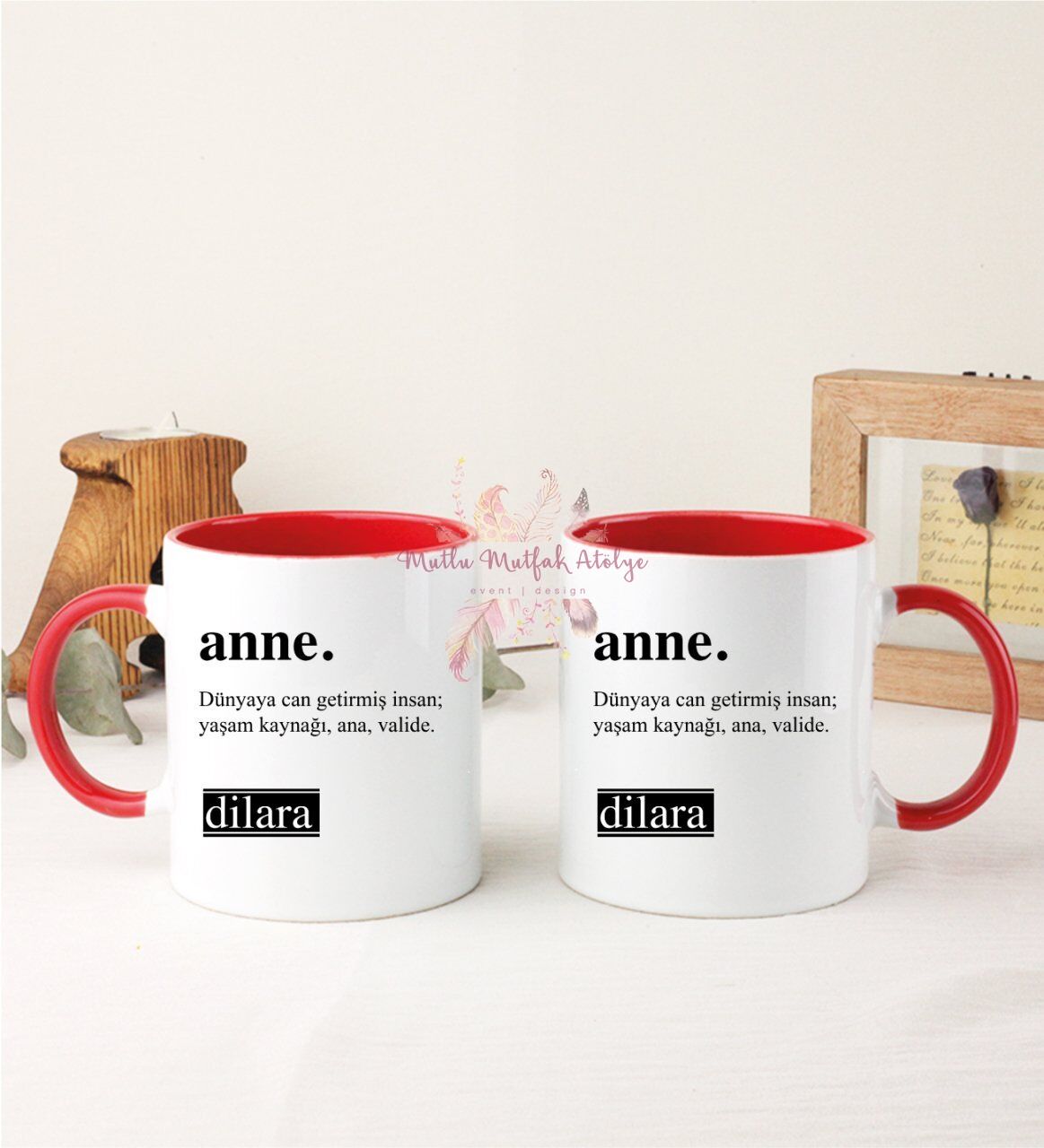 Kişiye Özel Anneler Günü İkili Kırmızı Kupa Bardak