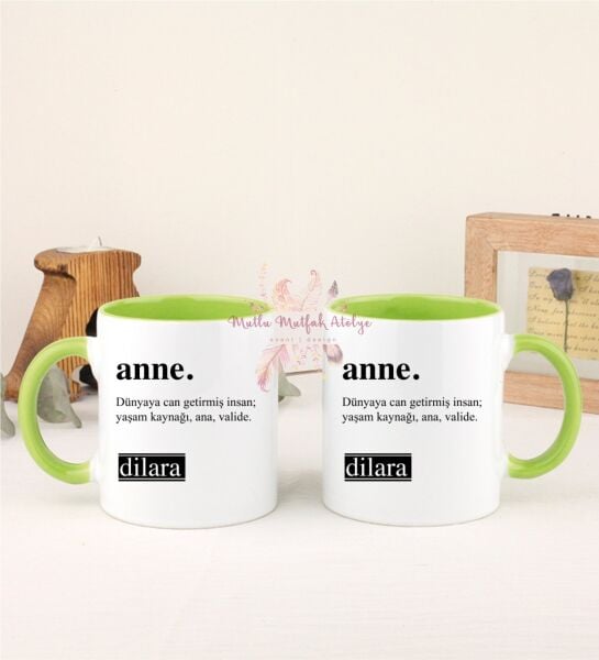 Kişiye Özel Anneler Günü İkili Yeşil Kupa Bardak