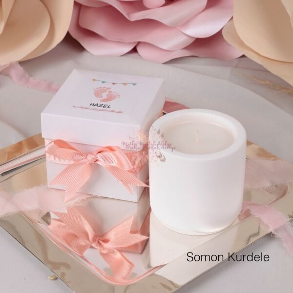 Vanilya Kokulu Kutulu Beton Mum Bebek Hediyeliği