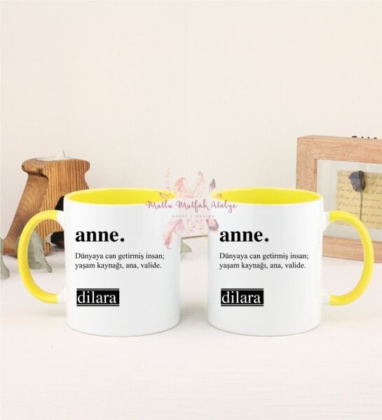 Kişiye Özel Anneler Günü İkili Sarı Kupa Bardak