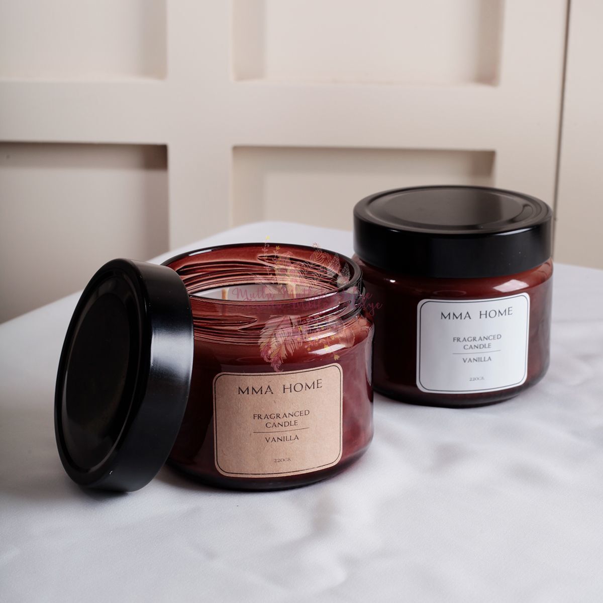 Vanilya Kokulu Amber Kavanoz Mum 220 Gr