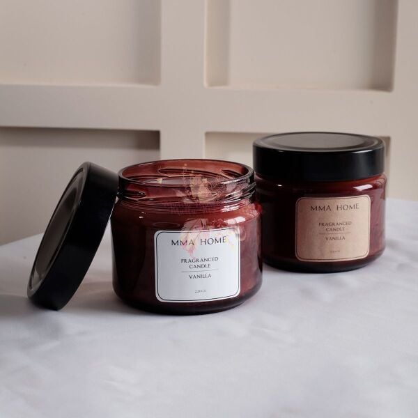 Vanilya Kokulu Amber Kavanoz Mum 220 Gr