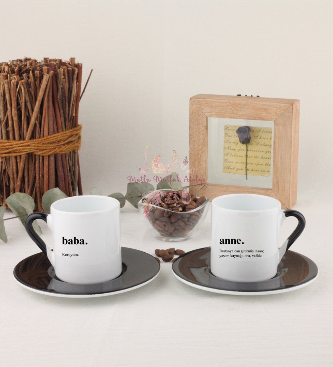 Babalar Günü İkili Siyahlı Türk Kahvesi Fincanı