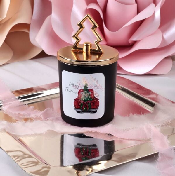 Çikolata Kokulu Çam Ağacı Tepelikli Yılbaşı Mumu