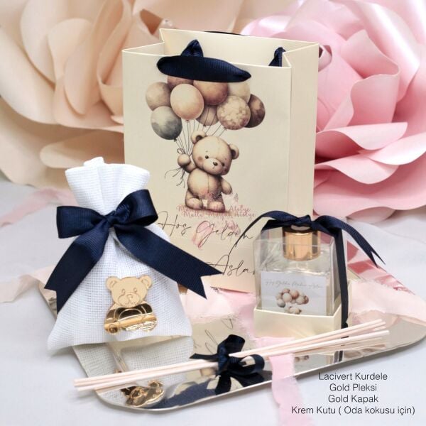 Hediyelik Oda Kokusu, Pleksili Lavanta Kesesi ve Baskılı Karton Çanta Seti