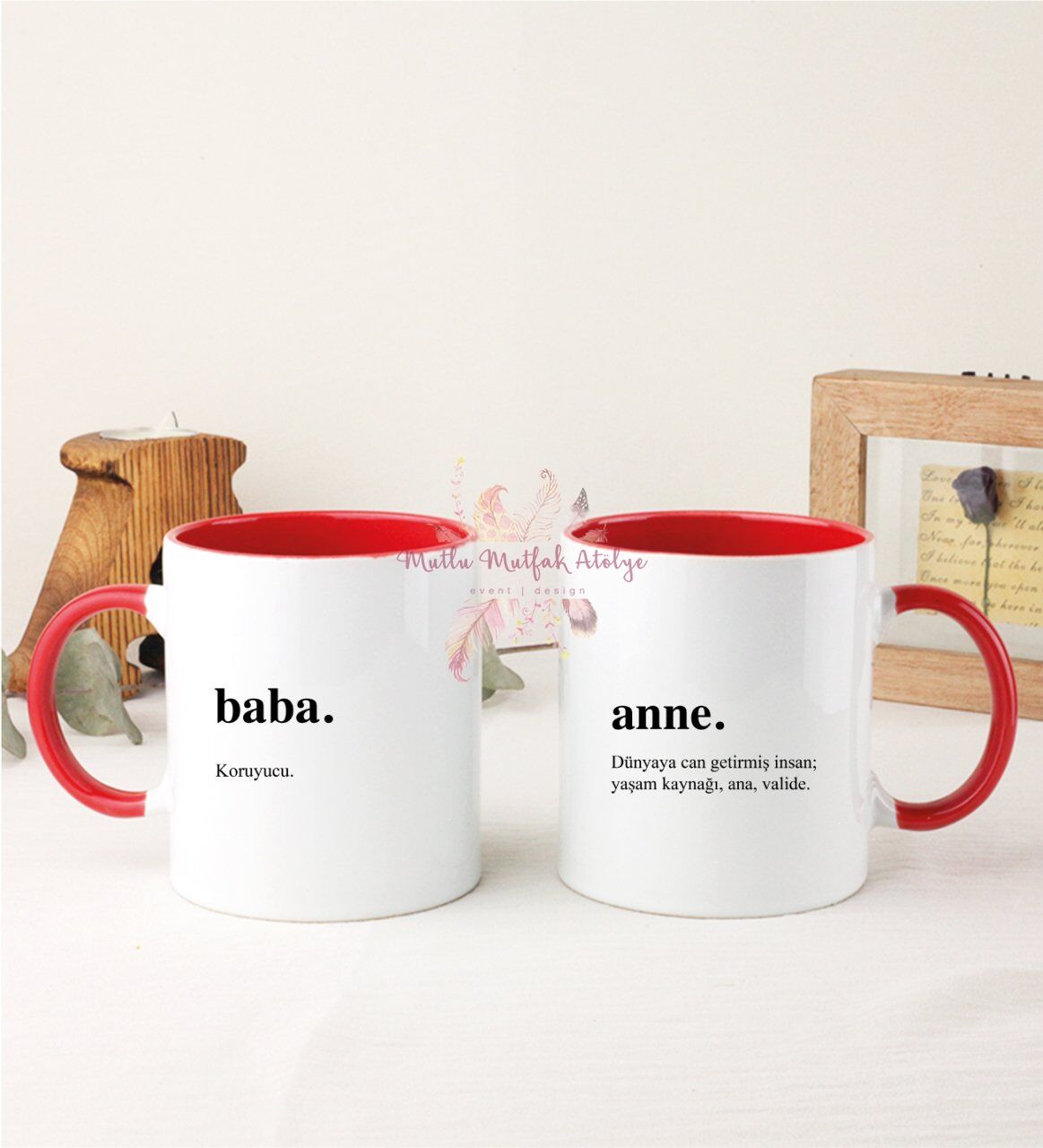 Babalar Günü İkili Kırmızı Kupa Bardak