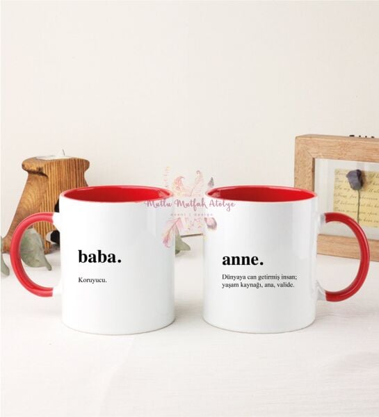 Babalar Günü İkili Kırmızı Kupa Bardak