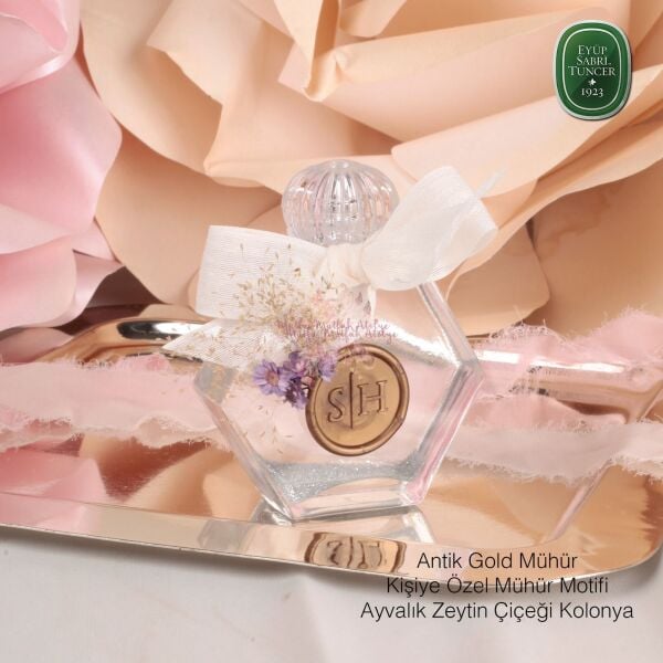Altıgen Cam Şişe Gümüş Simli Hediyelik Eyüp Sabri Tuncer Kolonya