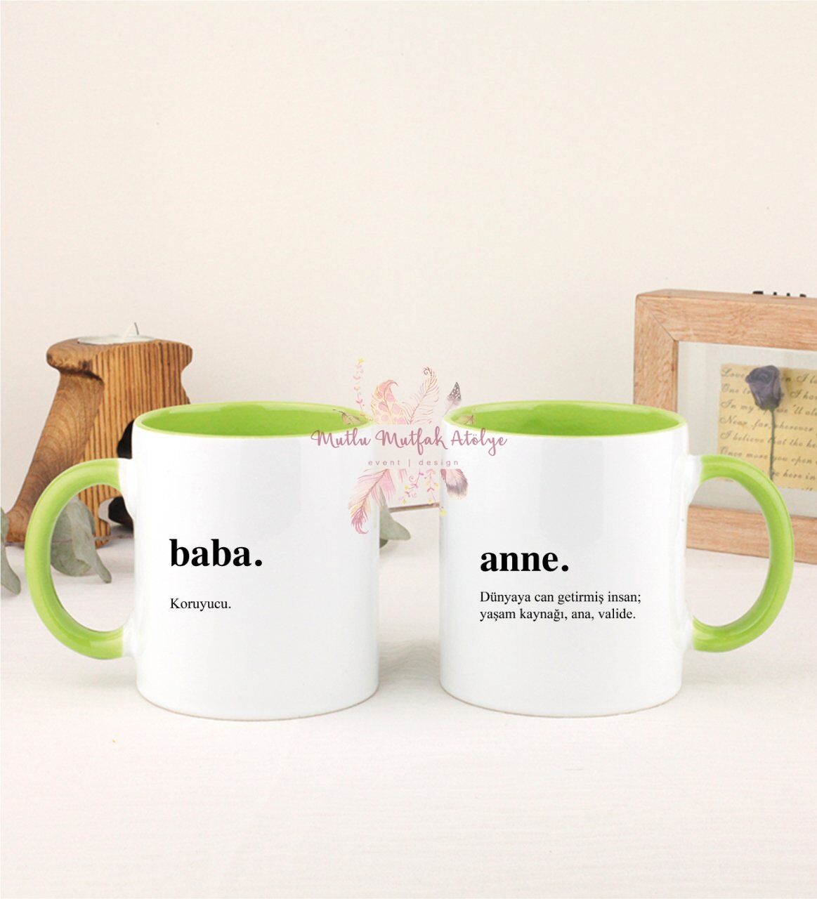 Babalar Günü İkili Yeşil Kupa Bardak