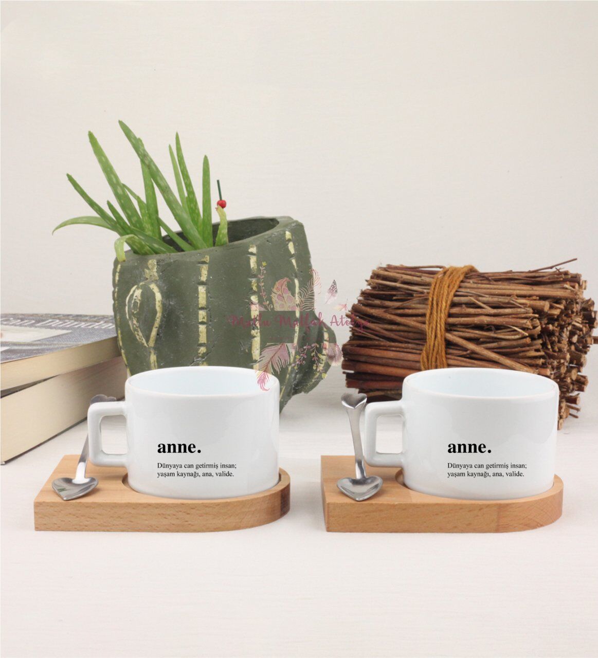 Anneler Günü İkili Ahşap Altlıklı Fincan