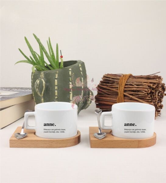 Anneler Günü İkili Ahşap Altlıklı Fincan