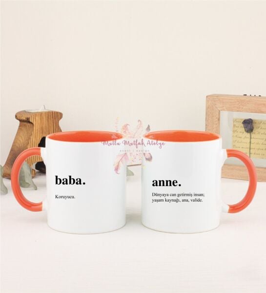 Babalar Günü İkili Turuncu Kupa Bardak