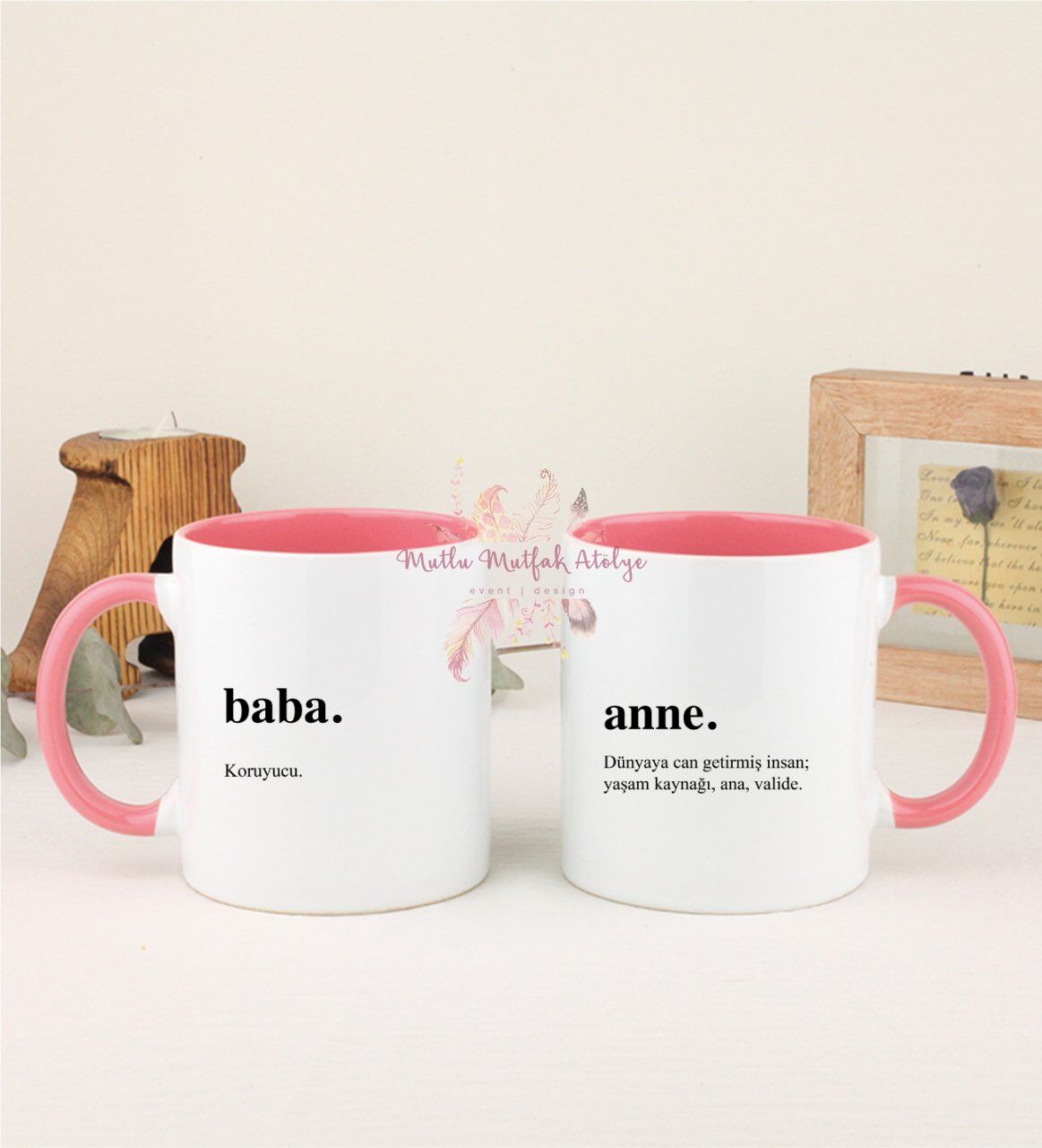 Babalar Günü İkili Pembe Kupa Bardak
