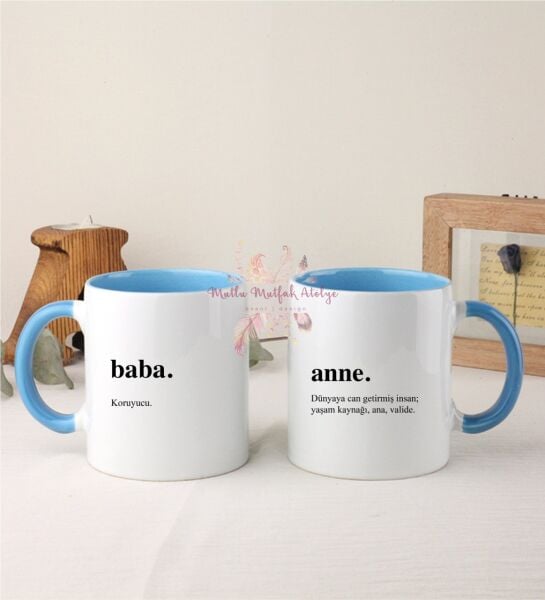 Babalar Günü İkili Mavi Kupa Bardak