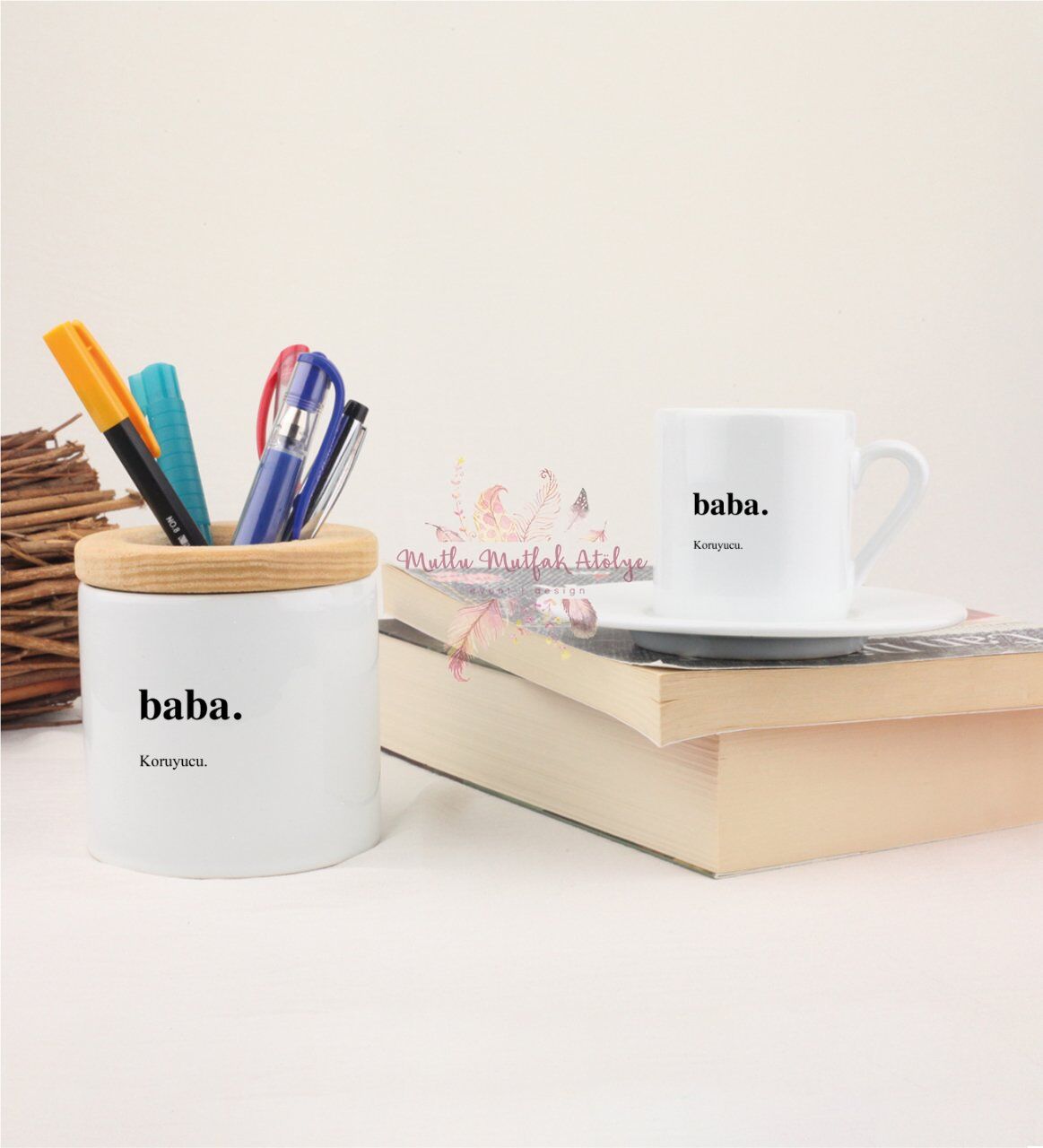 Babalar Günü Kalemlik ve Türk Kahvesi Fincanı