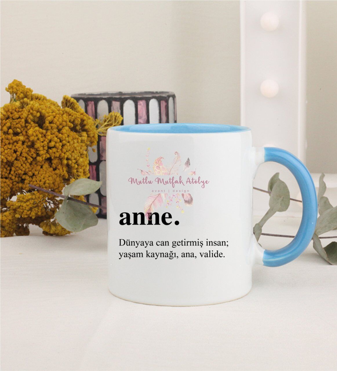 Anneler Günü Mavi Kupa Bardak