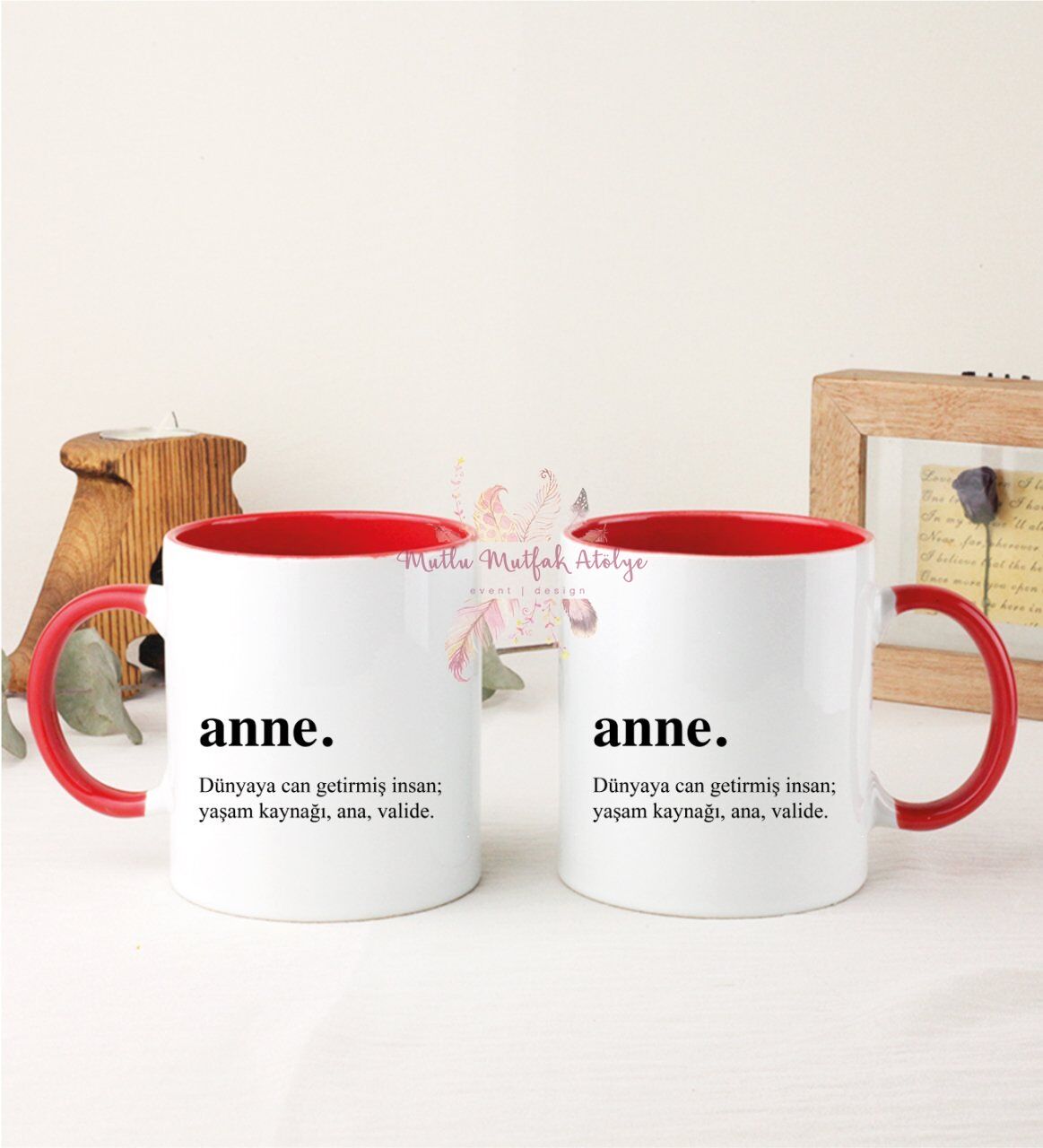 Anneler Günü İkili Kırmızı Kupa Bardak
