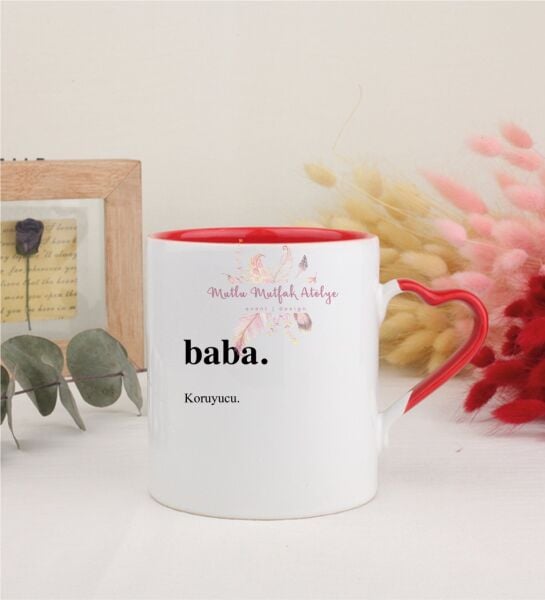 Babalar Günü Kırmızı Kalpli Kupa Bardak
