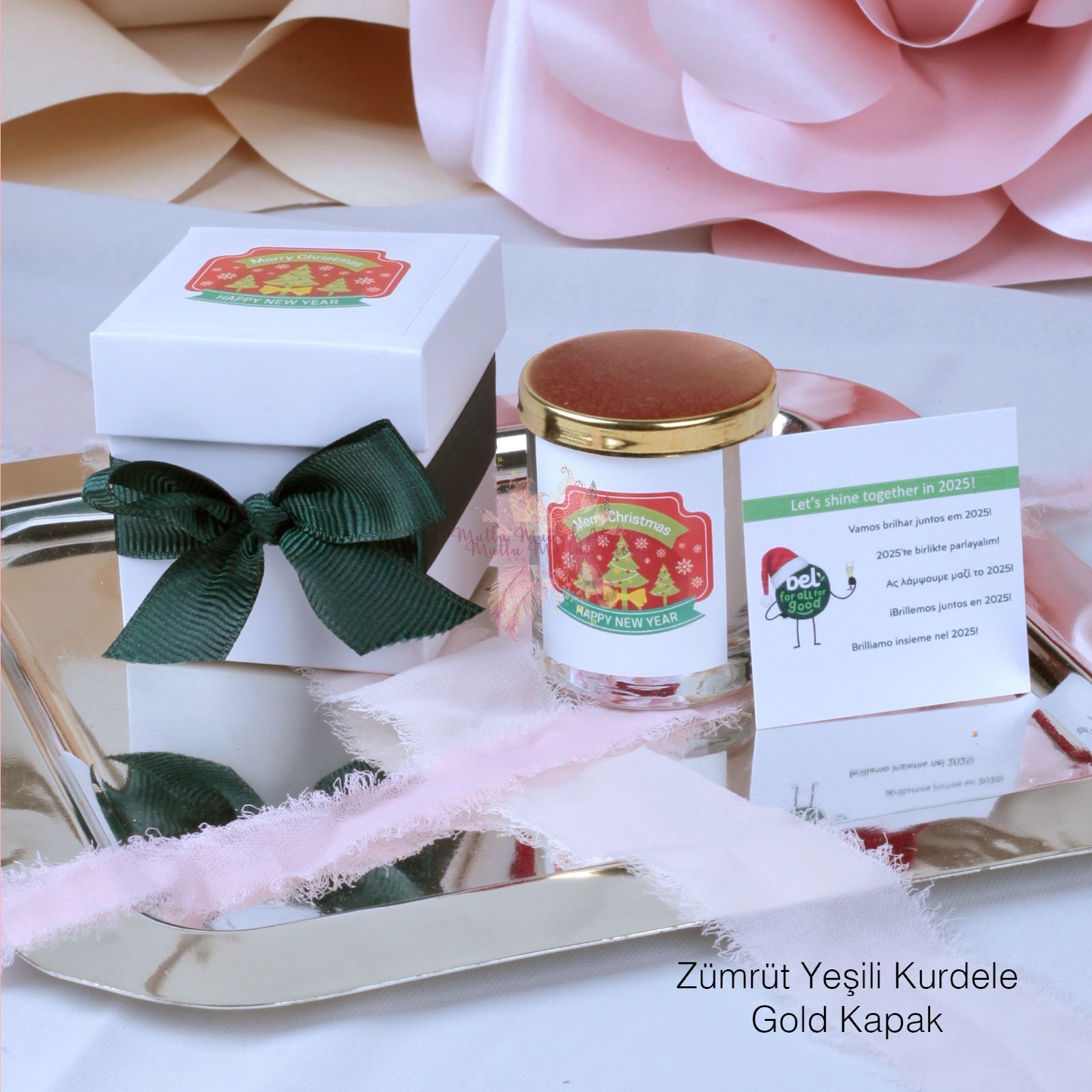 Kurumsal Yılbaşı Konseptli Hediyelik Kapaklı Kokulu Kare Kutulu Mum
