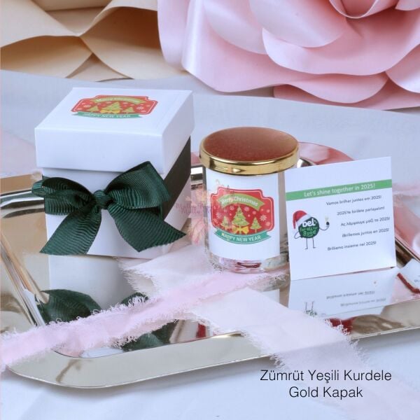 Kurumsal Yılbaşı Konseptli Hediyelik Kapaklı Kokulu Kare Kutulu Mum