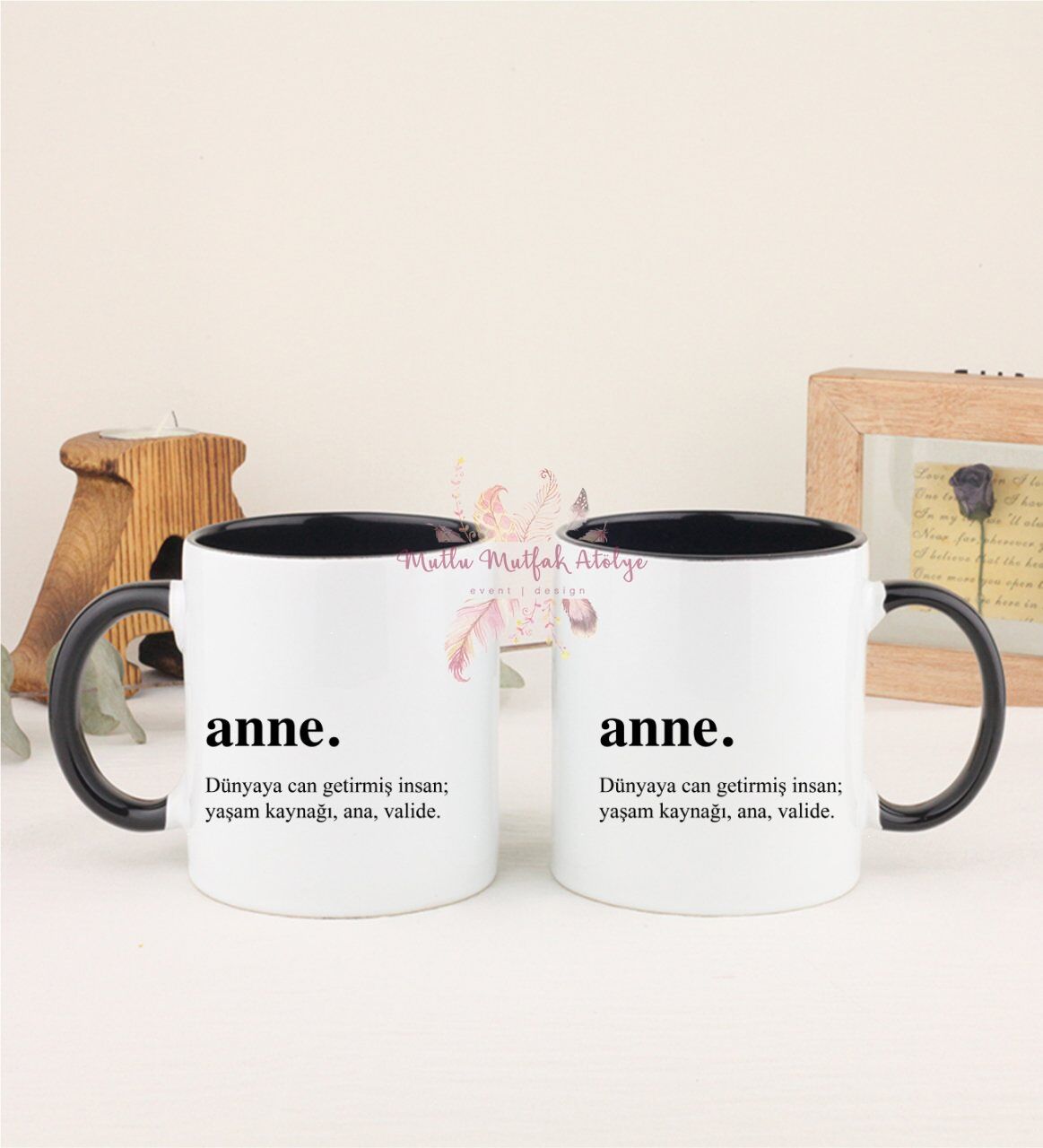 Anneler Günü İkili Siyah Kupa Bardak
