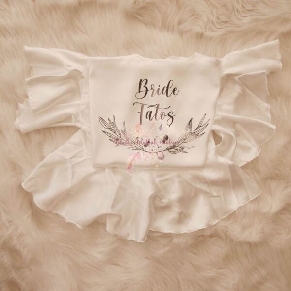 Volanlı İsimli Baskılı Sabahlık ve Bride Taç Set