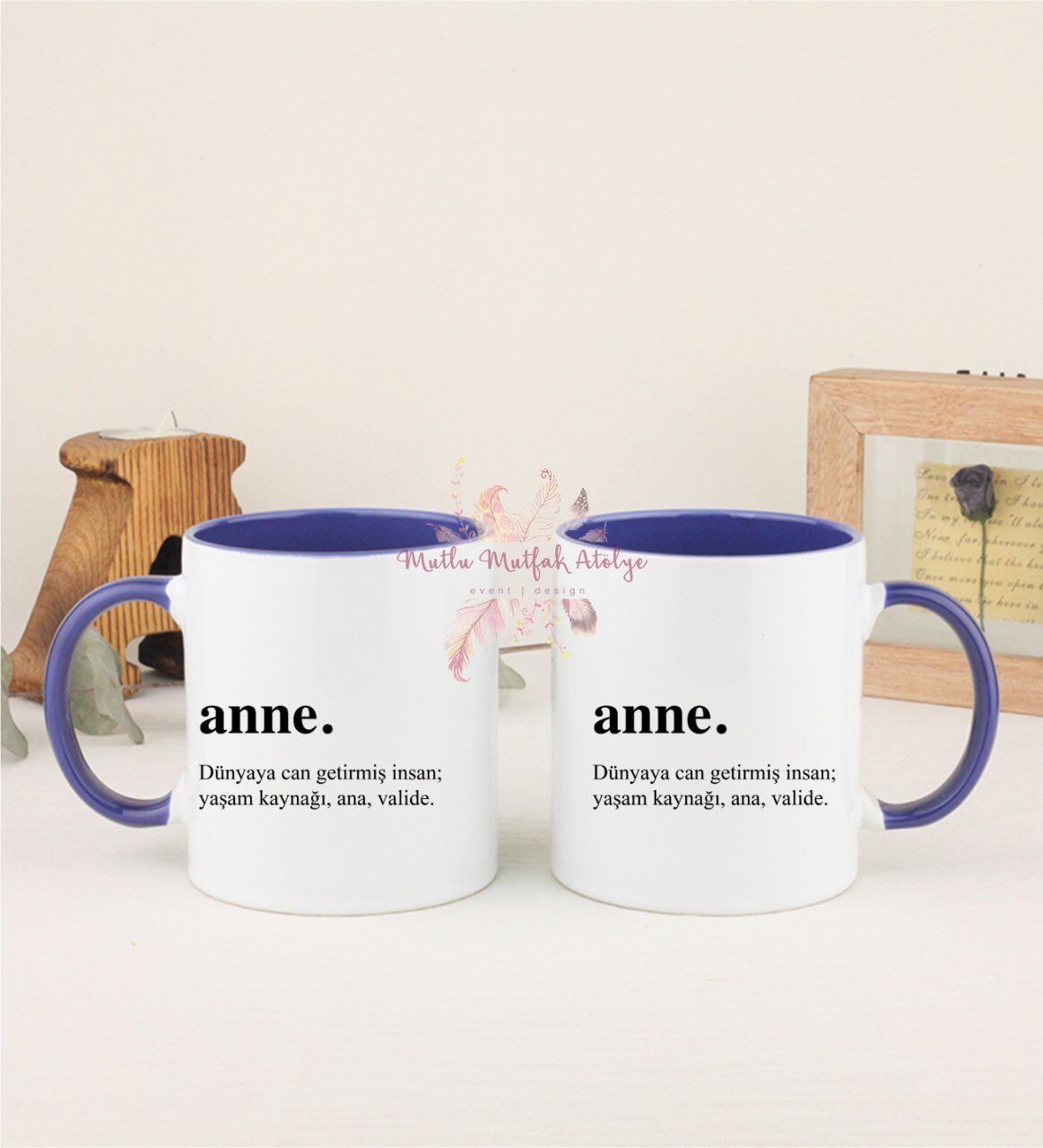 Anneler Günü İkili Lacivert Kupa Bardak