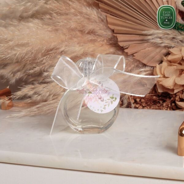 Yuvarlak Yassı Cam Şişe Hediyelik Eyüp Sabri Tuncer Kolonya