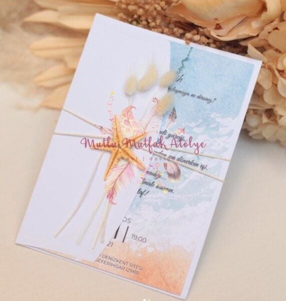 Deniz Yıldızı Konseptli Davetiye (50 Ad.)