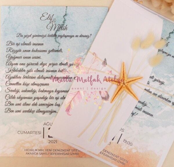 Deniz Yıldızı Konseptli Davetiye (50 Ad.)