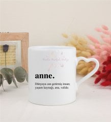 Anneler Günü Beyaz Kalpli Kupa Bardak