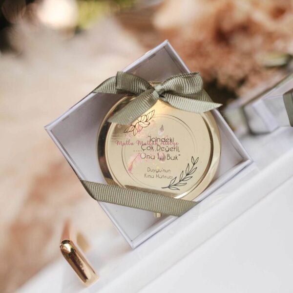 Hediyelik Kutulu Kapaklı Ayna Gold
