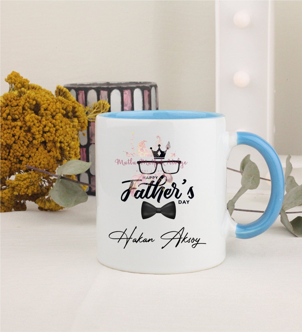 Kişiye Özel Babalar Günü Mavi Kupa Bardak