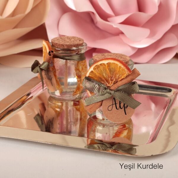 Kurutulmuş Portakal ve Tarçın Süslemeli Jel Mum