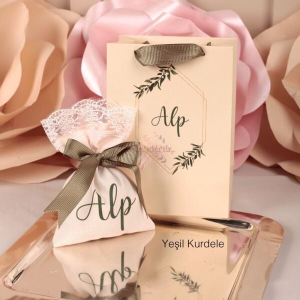 İsimli Baskılı Karton Çanta ve Baskılı Lavanta Kesesi Hediye Seti