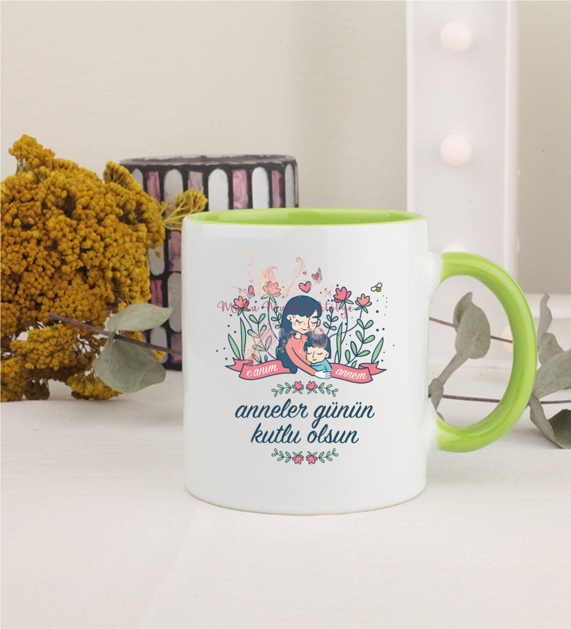 Anneler Günü Yeşil Kupa Bardak
