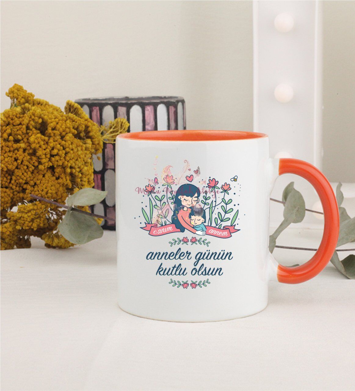 Anneler Günü Turuncu Kupa Bardak