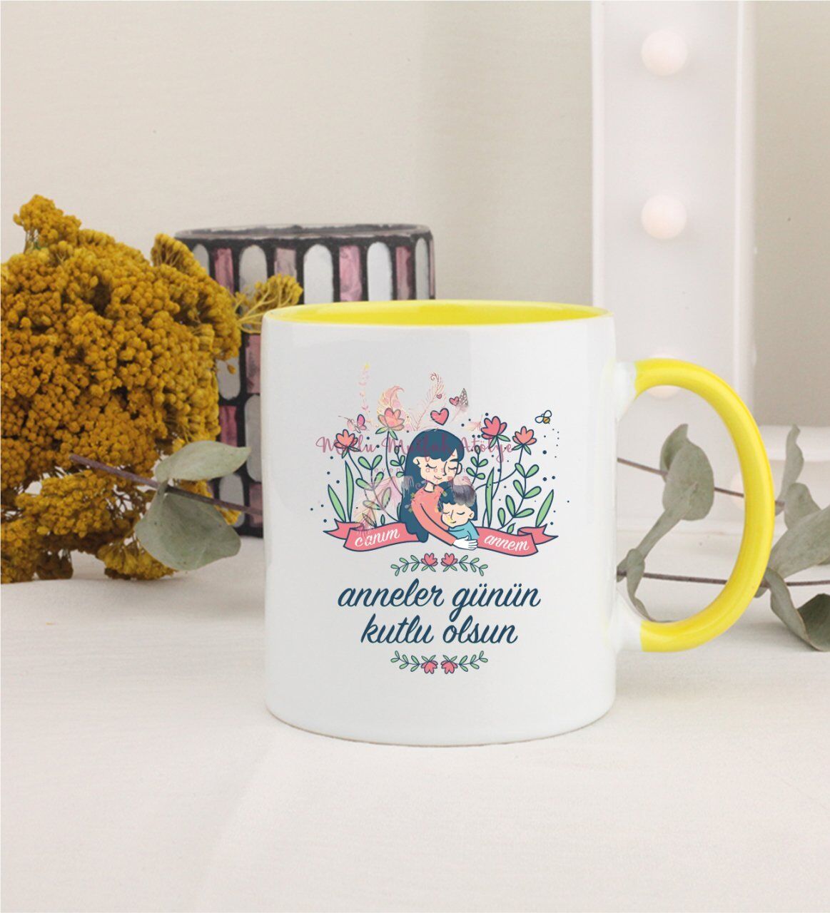 Anneler Günü Sarı Kupa Bardak