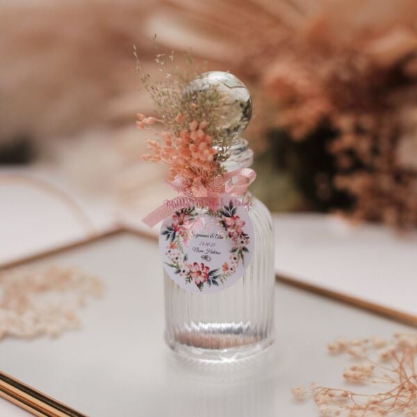 Düz Çizgili Cam Şişe Limon Kolonyası Nikah - Nişan Hediyeliği