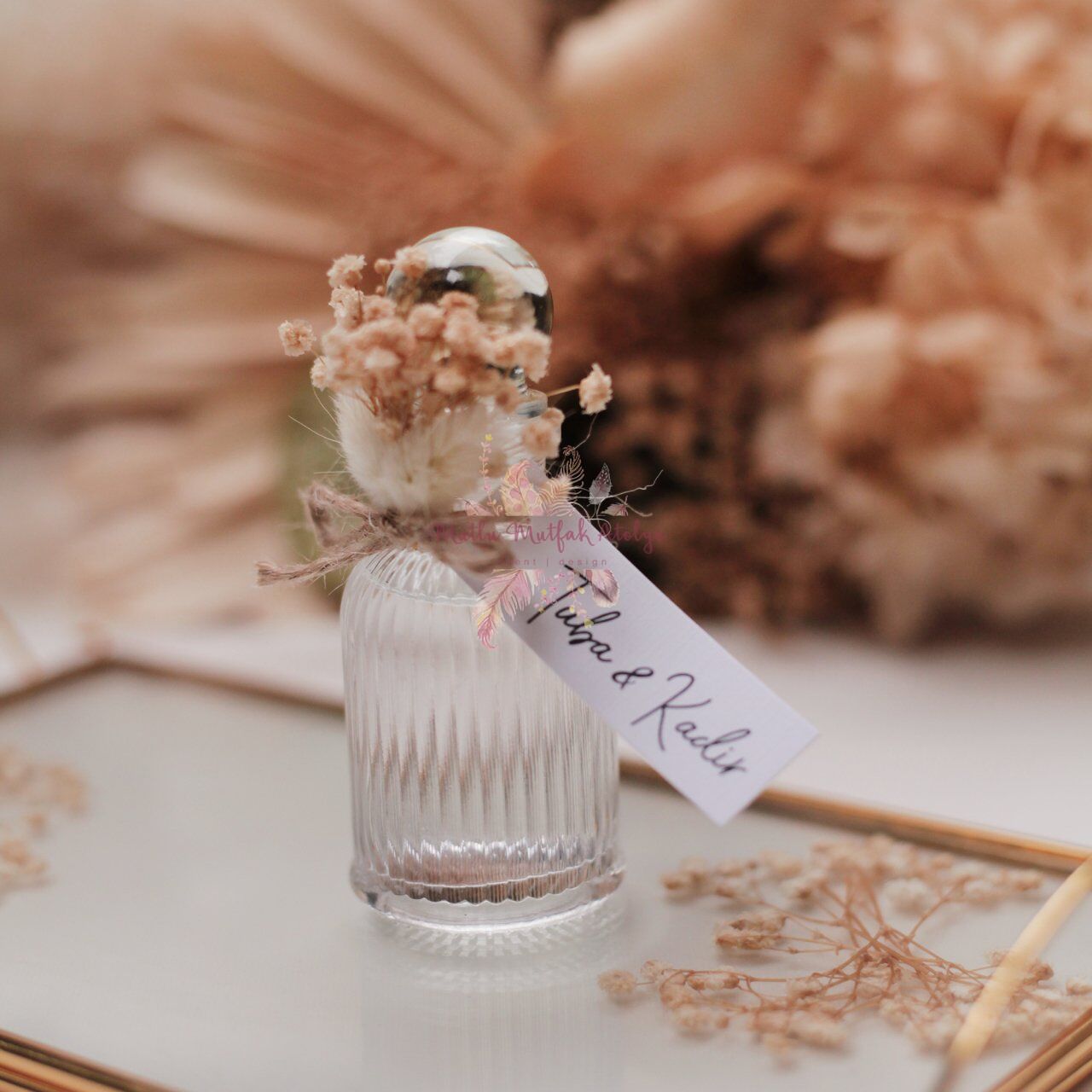 Düz Çizgili Cam Şişe Limon Kolonyası Nikah - Nişan Hediyeliği