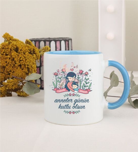 Anneler Günü Mavi Kupa Bardak