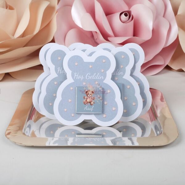 Ayıcık Figürlü Sütlü Çikolatalı Kart – Kişiye Özel Konseptli