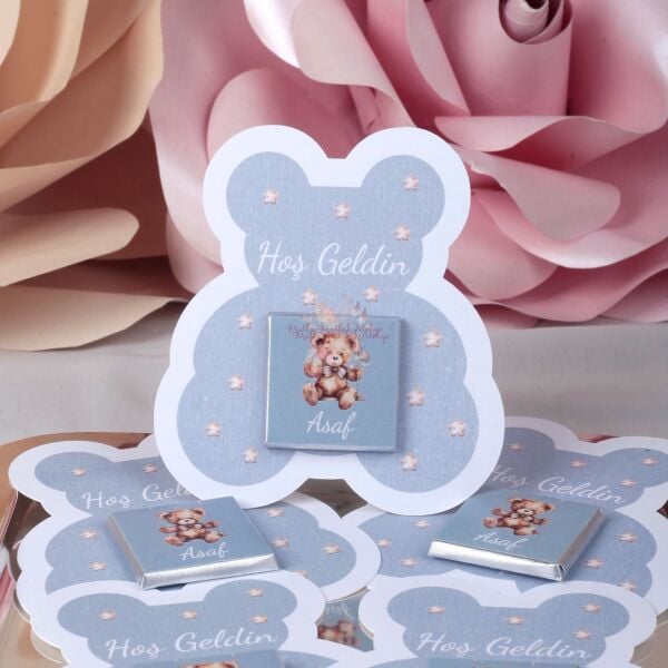 Ayıcık Figürlü Sütlü Çikolatalı Kart – Kişiye Özel Konseptli